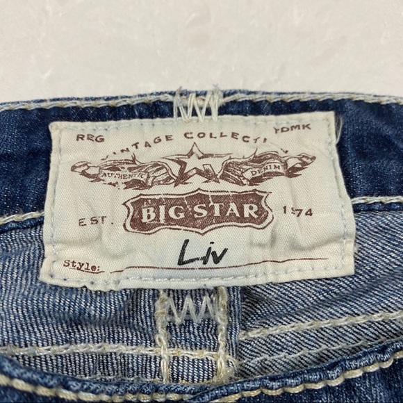 Big Star Liv Boot Cut Jeans Thick Stitching Embroidered Pocket Medium Wash Sz 25 - Picture 6 of 14